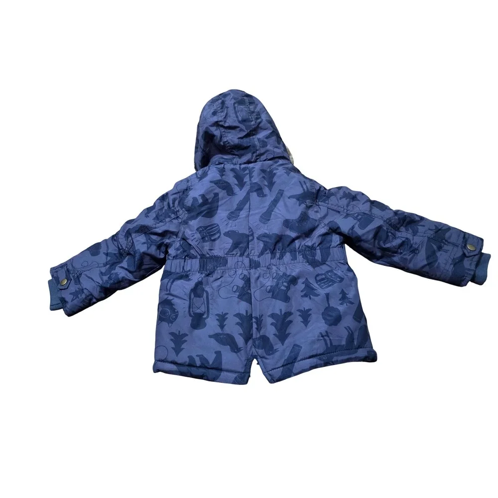 Carters‎ Kids Blue Camo Woodland Animal Print Hooded Winter Jacket 3T